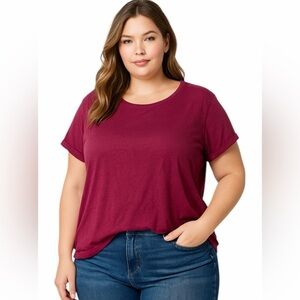 Eddie Bauer Women’s 3X Maroon Short Sleeve T-Shirt Everyday Comfort capsule